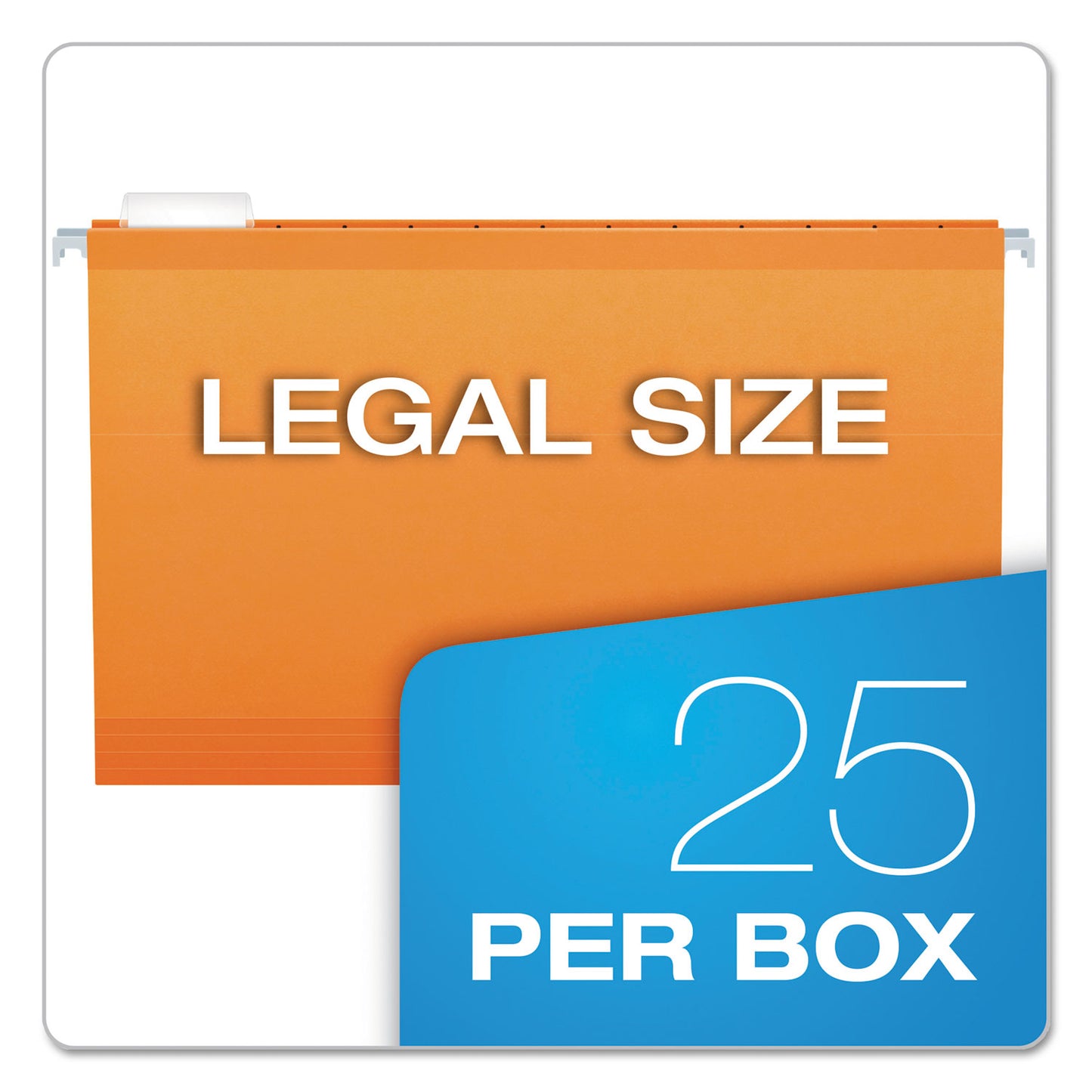 Pendaflex Colored Reinforced Hanging Folders, Legal Size, 1/5-Cut Tabs, Orange, 25/Box (415315ORA)