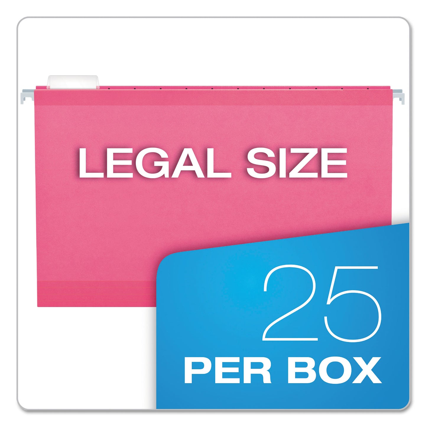 Pendaflex Colored Reinforced Hanging Folders, Legal Size, 1/5-Cut Tabs, Pink, 25/Box (415315PIN)