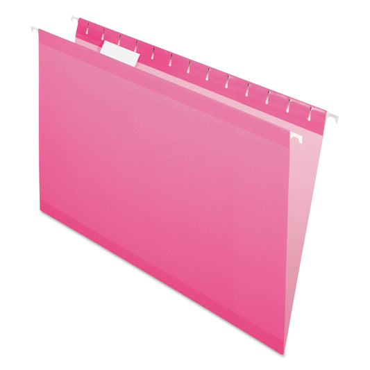 Pendaflex Colored Reinforced Hanging Folders, Legal Size, 1/5-Cut Tabs, Pink, 25/Box (415315PIN)