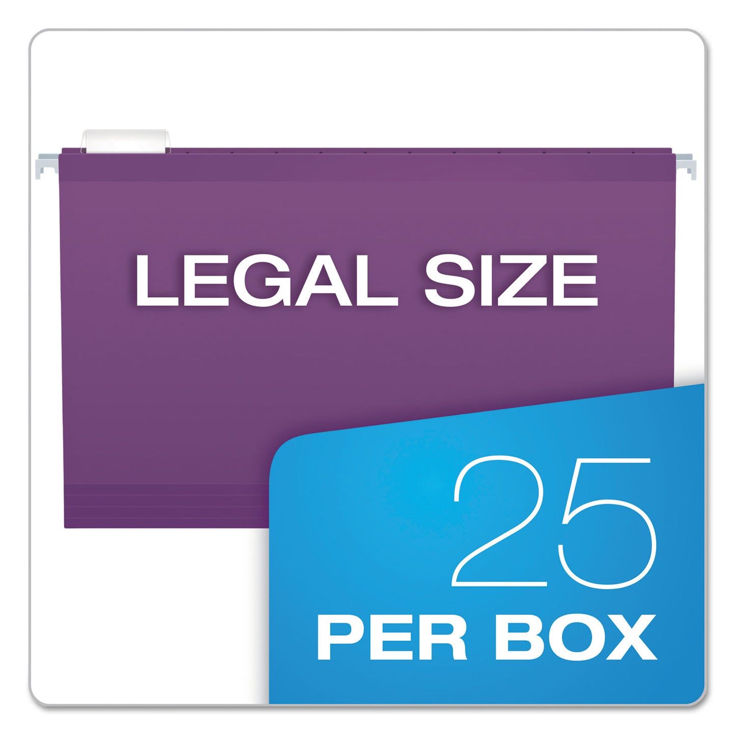 Pendaflex Colored Reinforced Hanging Folders, Legal Size, 1/5-Cut Tabs, Violet, 25/Box (415315VIO)