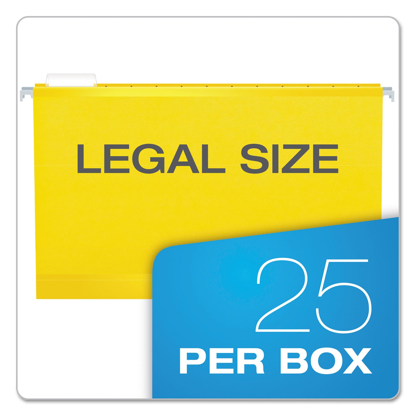 Pendaflex Colored Reinforced Hanging Folders, Legal Size, 1/5-Cut Tabs, Yellow, 25/Box (415315YEL)