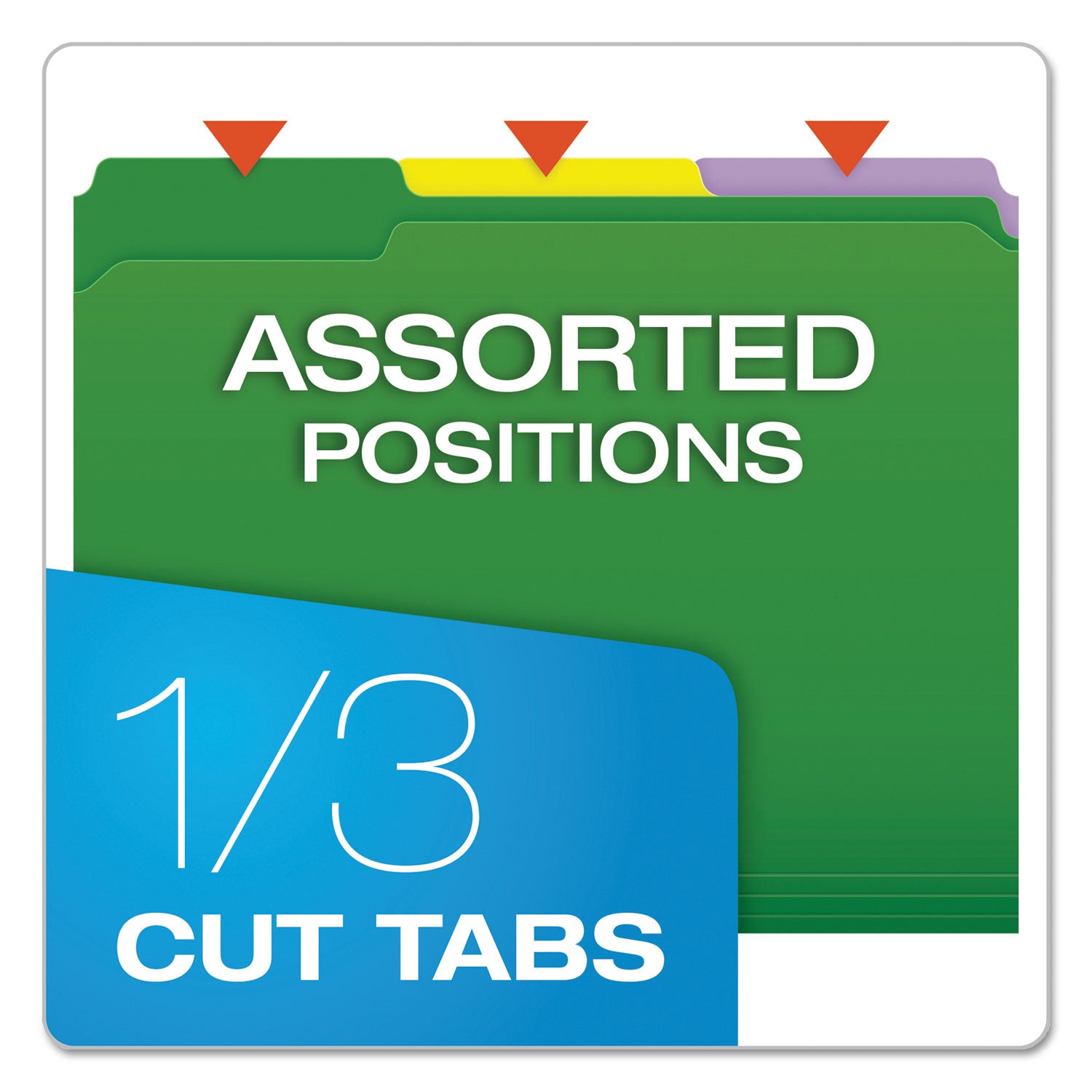 Pendaflex Double-Ply Reinforced Top Tab Colored File Folders, 1/3-Cut Tabs: Assorted, Letter, 0.75" Expansion, Assorted Colors, 100/Box (R15213ASST)