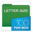 Pendaflex Double-Ply Reinforced Top Tab Colored File Folders, 1/3-Cut Tabs: Assorted, Letter, 0.75" Expansion, Bright Green, 100/Box (R15213BGR)