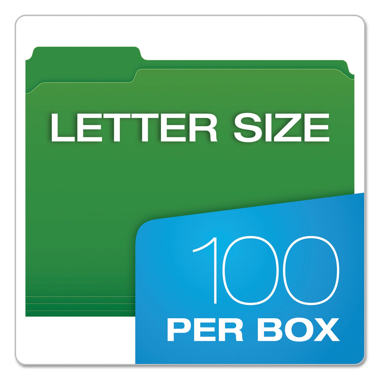 Pendaflex Double-Ply Reinforced Top Tab Colored File Folders, 1/3-Cut Tabs: Assorted, Letter, 0.75" Expansion, Bright Green, 100/Box (R15213BGR)