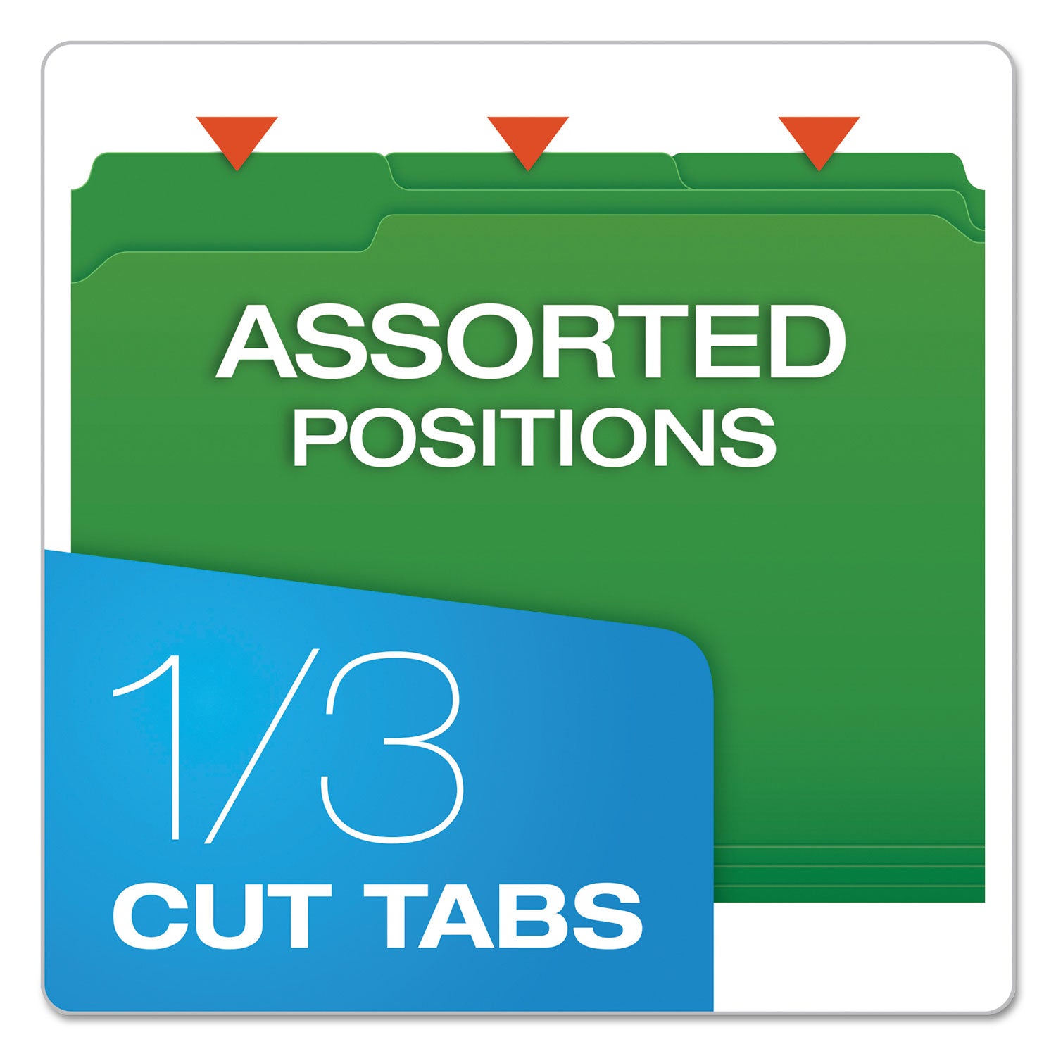 Pendaflex Double-Ply Reinforced Top Tab Colored File Folders, 1/3-Cut Tabs: Assorted, Letter, 0.75" Expansion, Bright Green, 100/Box (R15213BGR)
