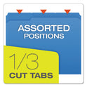Pendaflex Double-Ply Reinforced Top Tab Colored File Folders, 1/3-Cut Tabs: Assorted, Letter Size, 0.75" Expansion, Blue, 100/Box (R15213BLU)