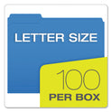 Pendaflex Double-Ply Reinforced Top Tab Colored File Folders, 1/3-Cut Tabs: Assorted, Letter Size, 0.75" Expansion, Blue, 100/Box (R15213BLU)