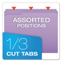 Pendaflex Double-Ply Reinforced Top Tab Colored File Folders, 1/3-Cut Tabs: Assorted, Letter Size, 0.75" Expansion, Lavender, 100/Box (R15213LAV)