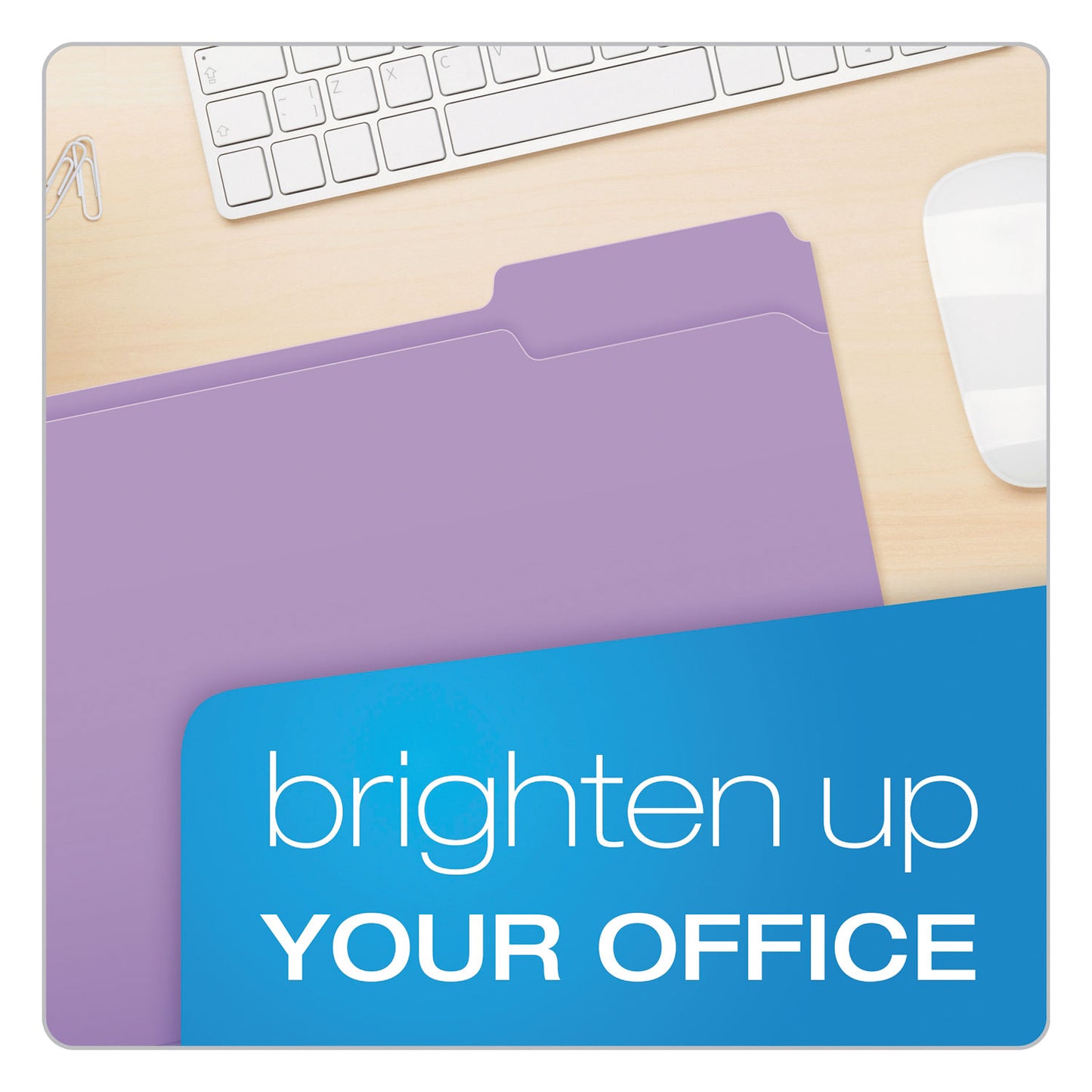 Pendaflex Double-Ply Reinforced Top Tab Colored File Folders, 1/3-Cut Tabs: Assorted, Letter Size, 0.75" Expansion, Lavender, 100/Box (R15213LAV)