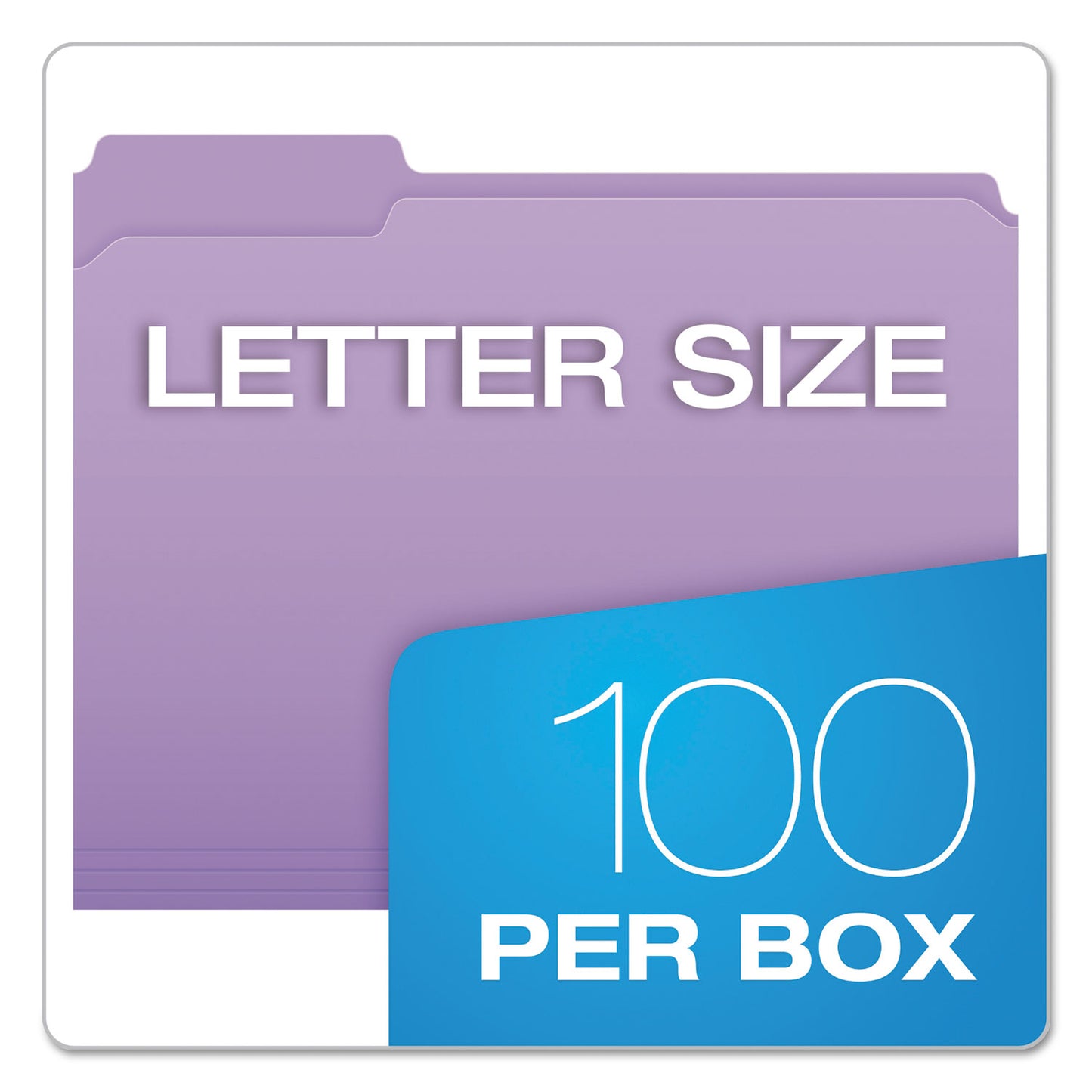 Pendaflex Double-Ply Reinforced Top Tab Colored File Folders, 1/3-Cut Tabs: Assorted, Letter Size, 0.75" Expansion, Lavender, 100/Box (R15213LAV)