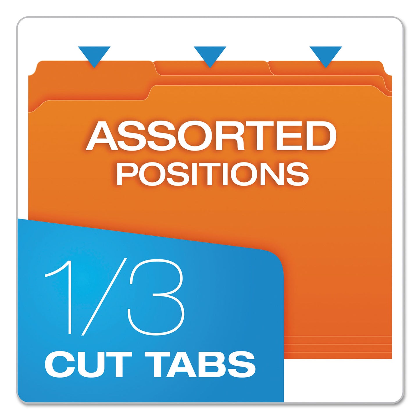 Pendaflex Double-Ply Reinforced Top Tab Colored File Folders, 1/3-Cut Tabs: Assorted, Letter Size, 0.75" Expansion, Orange, 100/Box (R15213ORA)