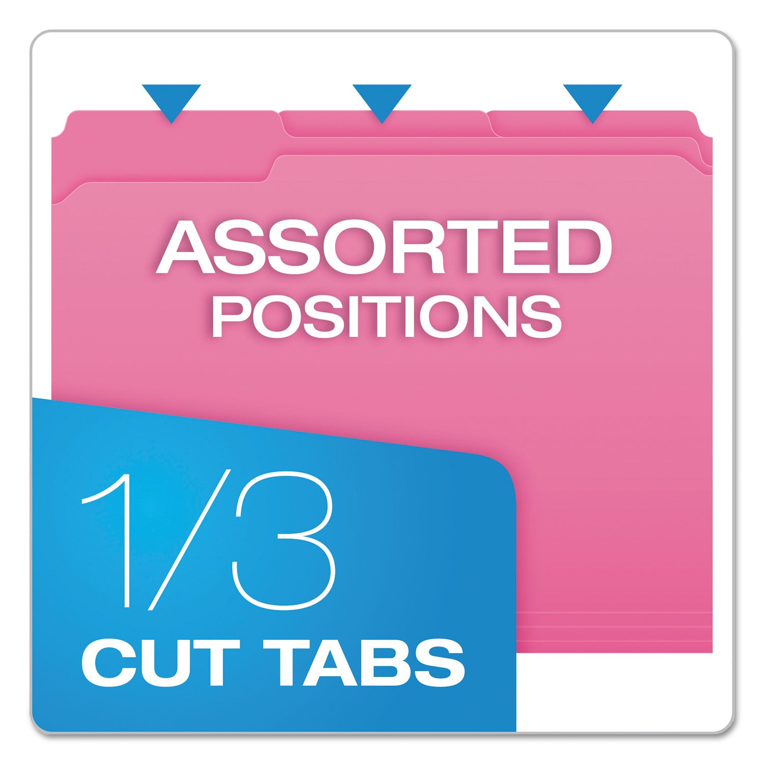 Pendaflex Double-Ply Reinforced Top Tab Colored File Folders, 1/3-Cut Tabs: Assorted, Letter Size, 0.75" Expansion, Pink, 100/Box (R15213PIN)