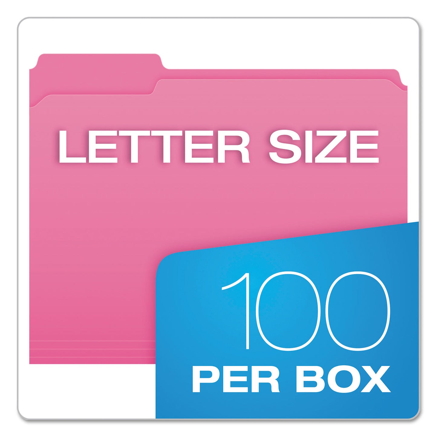 Pendaflex Double-Ply Reinforced Top Tab Colored File Folders, 1/3-Cut Tabs: Assorted, Letter Size, 0.75" Expansion, Pink, 100/Box (R15213PIN)