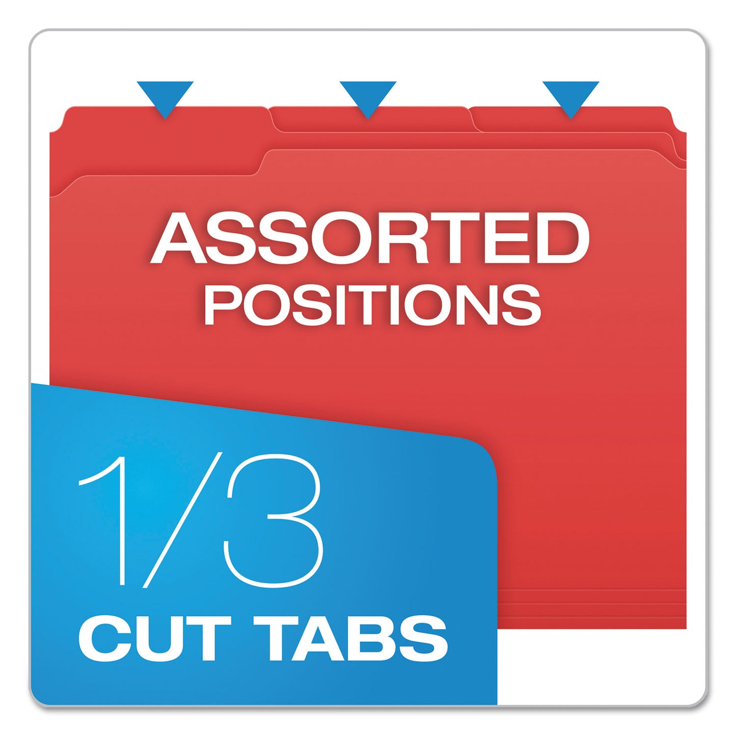 Pendaflex Double-Ply Reinforced Top Tab Colored File Folders, 1/3-Cut Tabs: Assorted, Letter Size, 0.75" Expansion, Red, 100/Box (R15213RED)