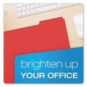 Pendaflex Double-Ply Reinforced Top Tab Colored File Folders, 1/3-Cut Tabs: Assorted, Letter Size, 0.75" Expansion, Red, 100/Box (R15213RED)