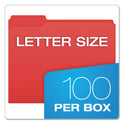 Pendaflex Double-Ply Reinforced Top Tab Colored File Folders, 1/3-Cut Tabs: Assorted, Letter Size, 0.75" Expansion, Red, 100/Box (R15213RED)
