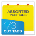 Pendaflex Double-Ply Reinforced Top Tab Colored File Folders, 1/3-Cut Tabs: Assorted, Letter Size, 0.75" Expansion, Yellow, 100/Box (R15213YEL)