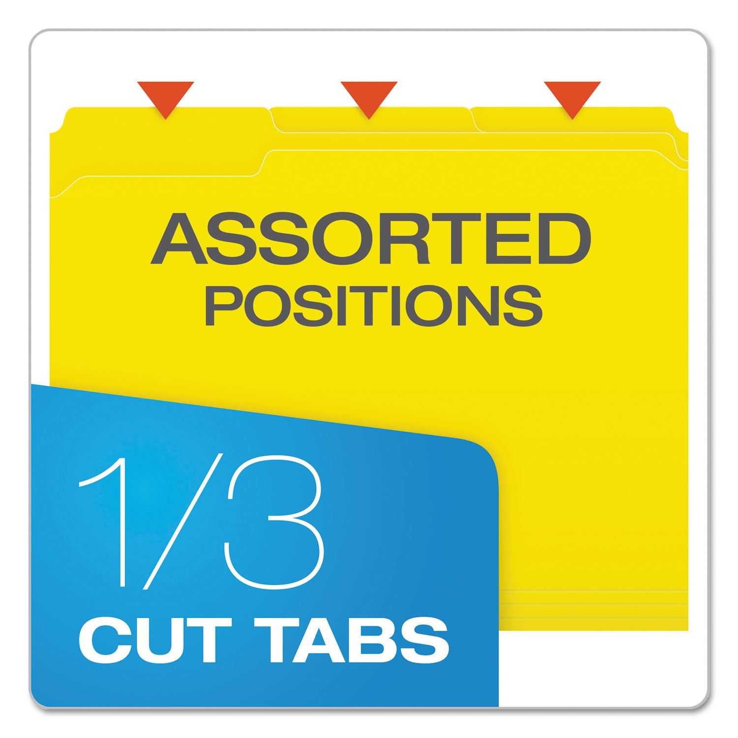 Pendaflex Double-Ply Reinforced Top Tab Colored File Folders, 1/3-Cut Tabs: Assorted, Letter Size, 0.75" Expansion, Yellow, 100/Box (R15213YEL)