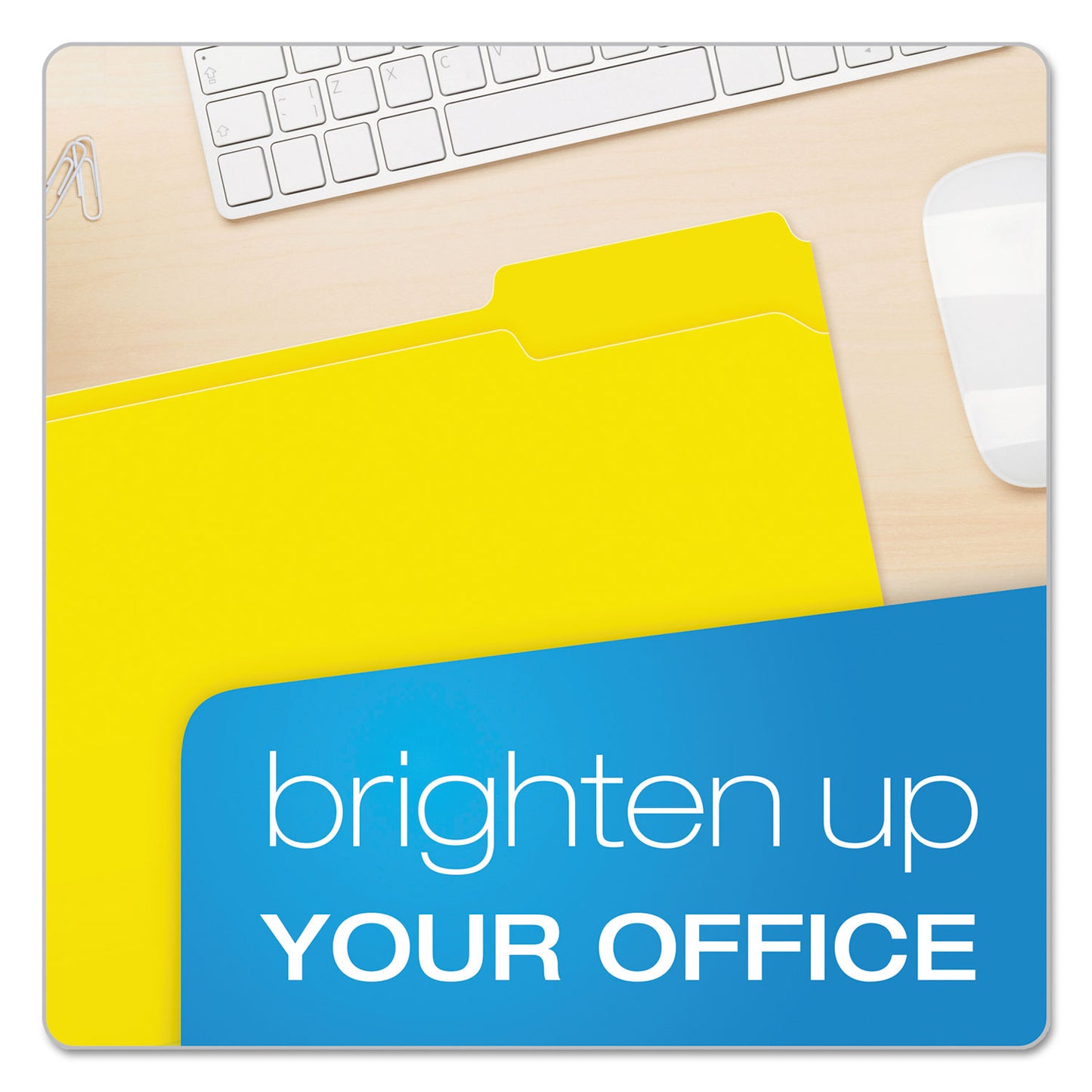 Pendaflex Double-Ply Reinforced Top Tab Colored File Folders, 1/3-Cut Tabs: Assorted, Letter Size, 0.75" Expansion, Yellow, 100/Box (R15213YEL)