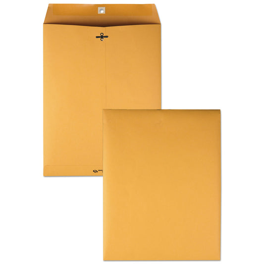 Quality Park Clasp Envelope, 28 lb Bond Weight Kraft, #97, Square Flap, Clasp/Gummed Closure, 10 x 13, Brown Kraft, 100/Box (37897)