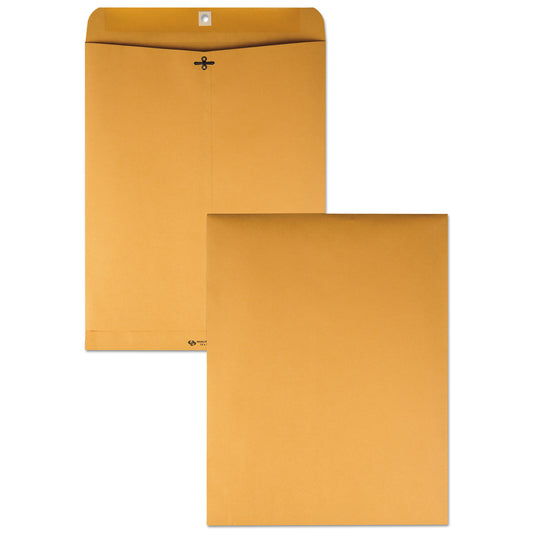 Quality Park Clasp Envelope, 28 lb Bond Weight Kraft, #110, Square Flap, Clasp/Gummed Closure, 12 x 15.5, Brown Kraft, 100/Box (37910)