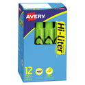 Avery HI-LITER Desk-Style Highlighters, Fluorescent Green Ink, Chisel Tip, Green/Black Barrel, Dozen (24020)