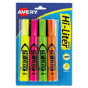 Avery HI-LITER Desk-Style Highlighters, Assorted Ink Colors, Chisel Tip, Assorted Barrel Colors, 4/Set (24063)