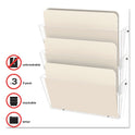 Deflecto Unbreakable DocuPocket Wall File, 3 Sections, Letter Size, 14.5" x 3" x 6.5", Clear, 3/Pack (63601RT)