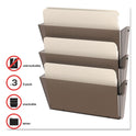 Deflecto Unbreakable DocuPocket Wall File, 3 Sections, Letter Size, 14.5" x 3" x 6.5", Smoke, 3/Pack (63602RT)