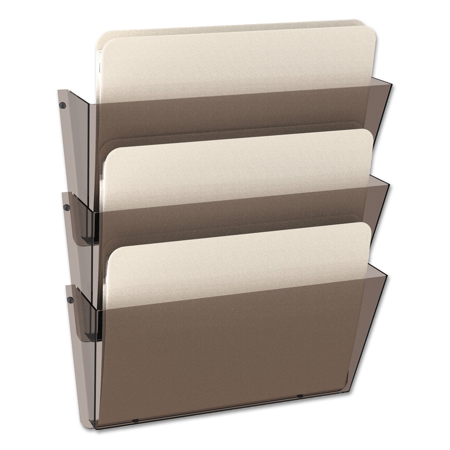 Deflecto Unbreakable DocuPocket Wall File, 3 Sections, Letter Size, 14.5" x 3" x 6.5", Clear, 3/Pack (63601RT)