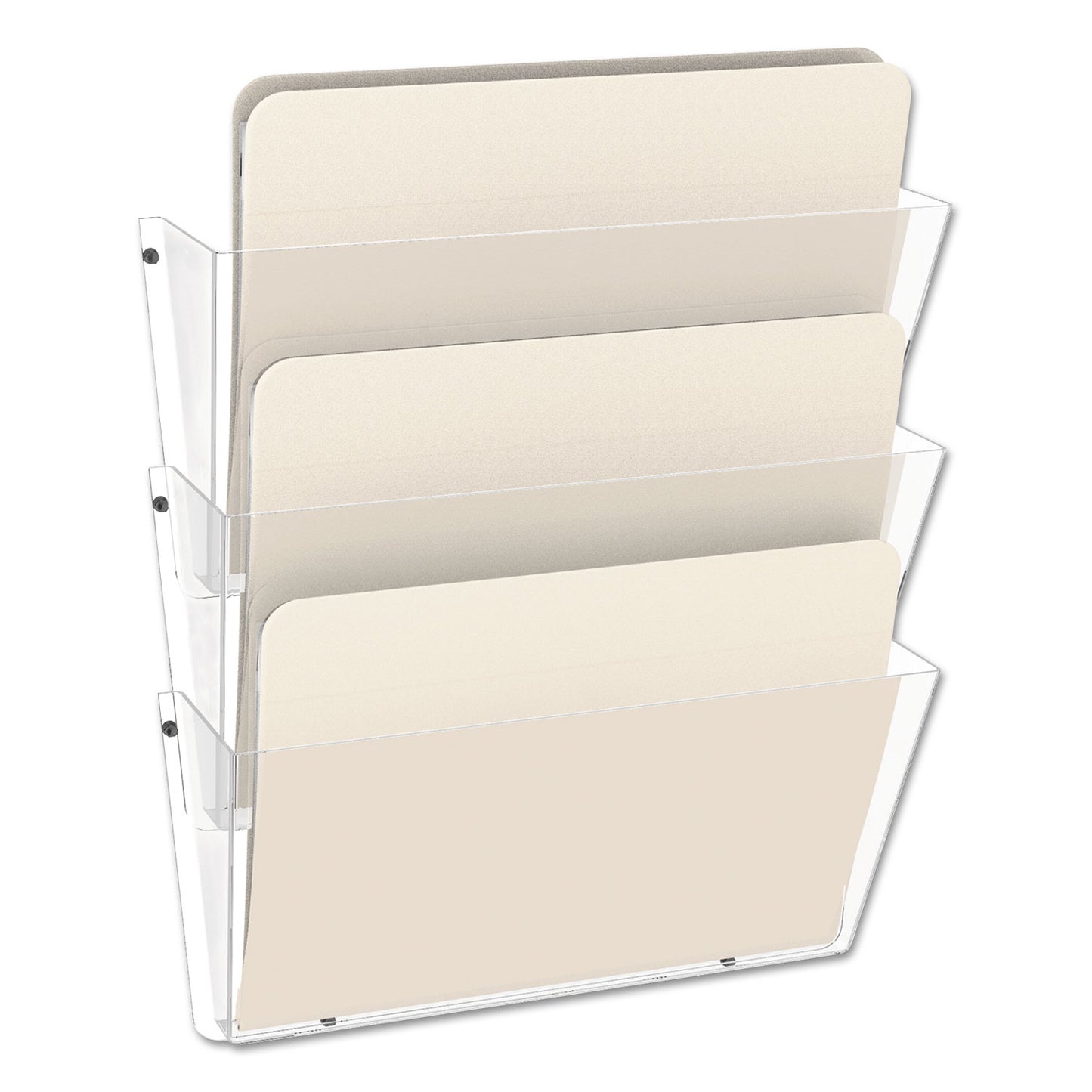 Deflecto Unbreakable DocuPocket Wall File, 3 Sections, Letter Size, 14.5" x 3" x 6.5", Clear, 3/Pack (63601RT)