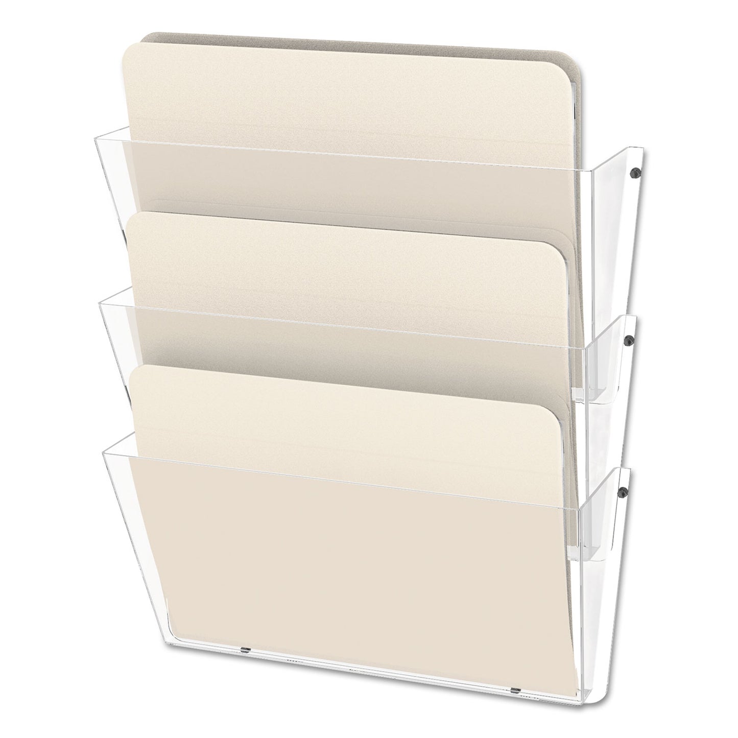 Deflecto Unbreakable DocuPocket Wall File, 3 Sections, Letter Size, 14.5" x 3" x 6.5", Clear, 3/Pack (63601RT)