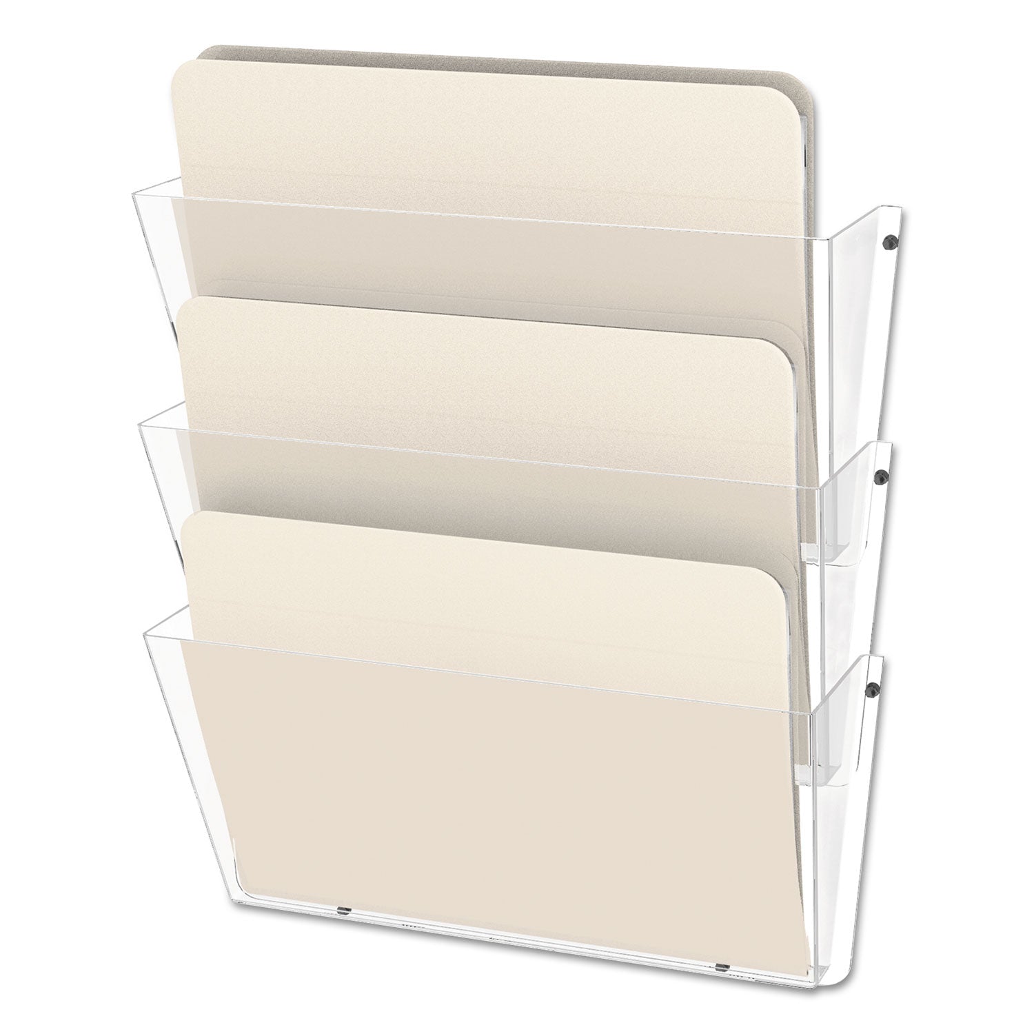 Deflecto Unbreakable DocuPocket Wall File, 3 Sections, Letter Size, 14.5" x 3" x 6.5", Clear, 3/Pack (63601RT)