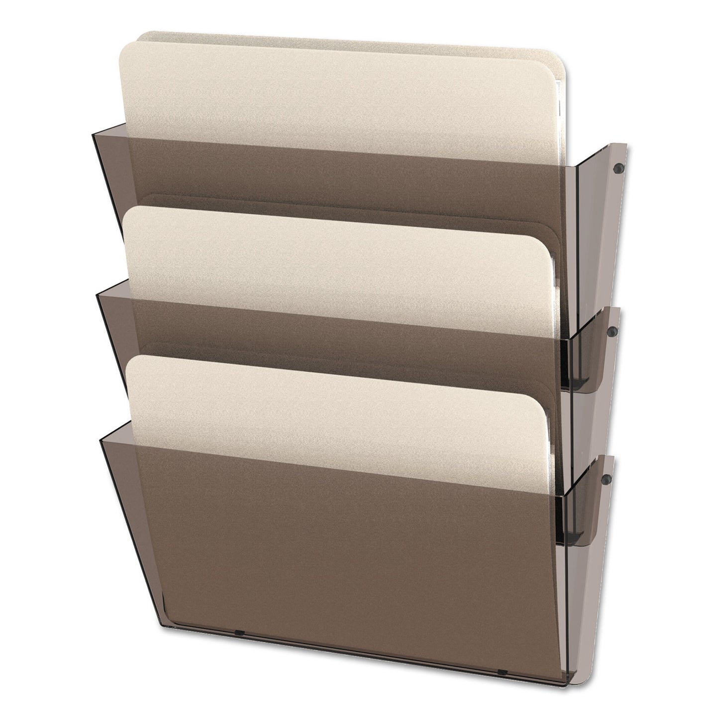 Deflecto Unbreakable DocuPocket Wall File, 3 Sections, Letter Size, 14.5" x 3" x 6.5", Smoke, 3/Pack (63602RT)