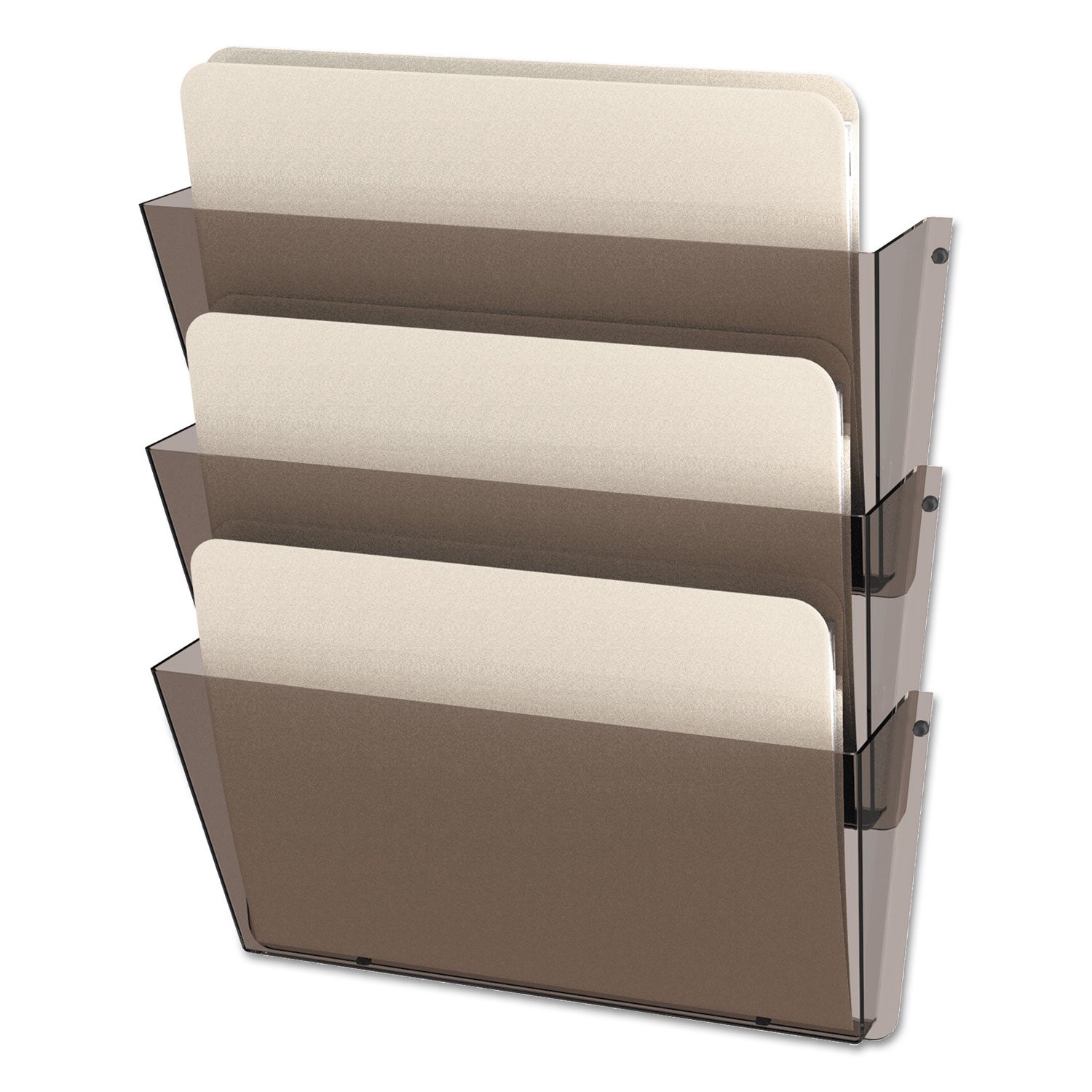 Deflecto Unbreakable DocuPocket Wall File, 3 Sections, Letter Size, 14.5" x 3" x 6.5", Clear, 3/Pack (63601RT)
