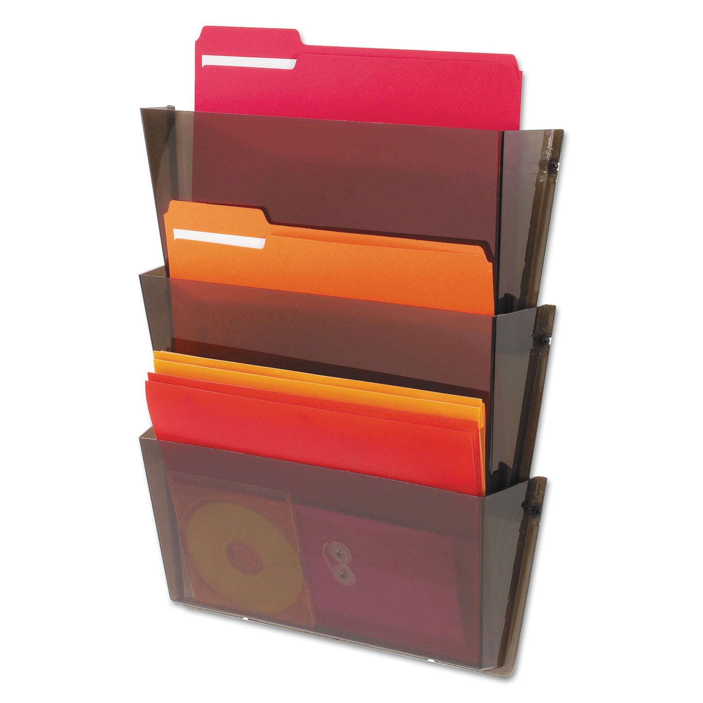 Deflecto Unbreakable DocuPocket Wall File, 3 Sections, Letter Size, 14.5" x 3" x 6.5", Clear, 3/Pack (63601RT)