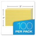 Oxford Ruled Index Cards, 3 x 5, Canary, 100/Pack (7321CAN)