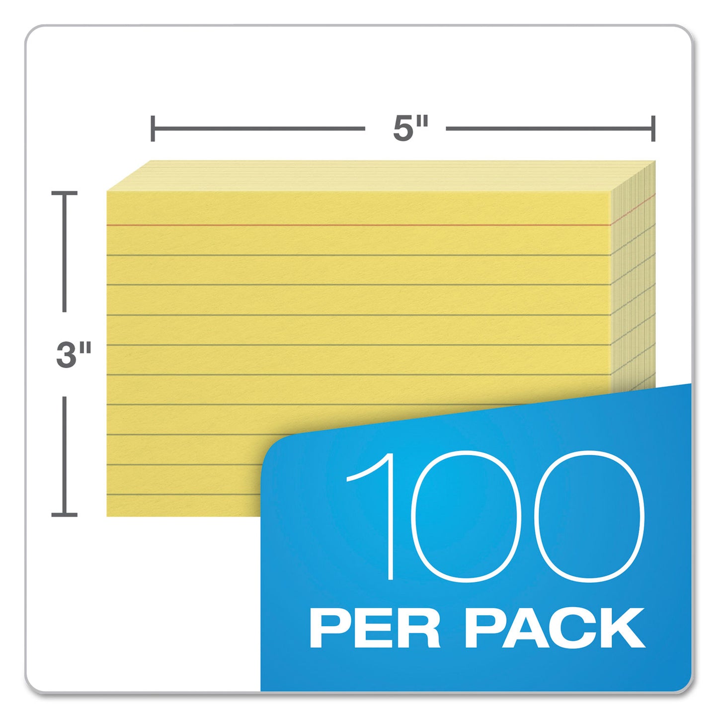 Oxford Ruled Index Cards, 3 x 5, Canary, 100/Pack (7321CAN)