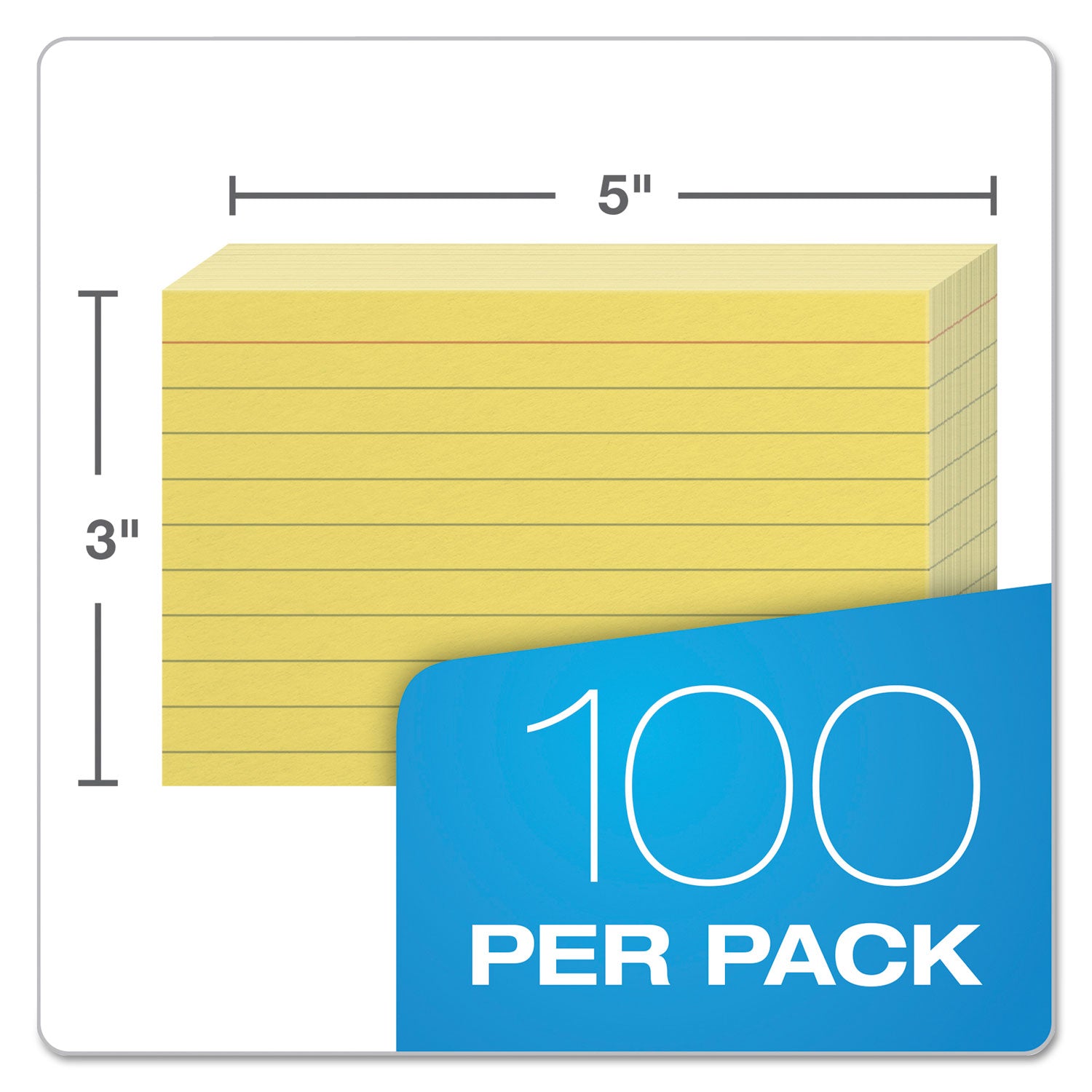 Oxford Ruled Index Cards, 3 x 5, Canary, 100/Pack (7321CAN)