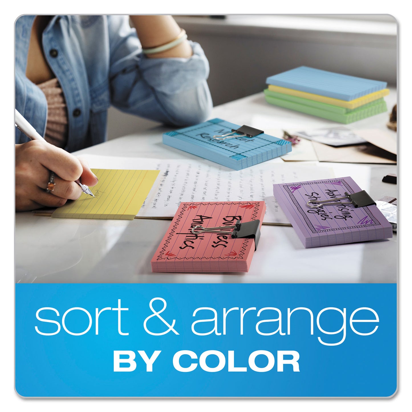 Oxford Ruled Index Cards, 5 x 8, Blue/Violet/Canary/Green/Cherry, 100/Pack (35810)