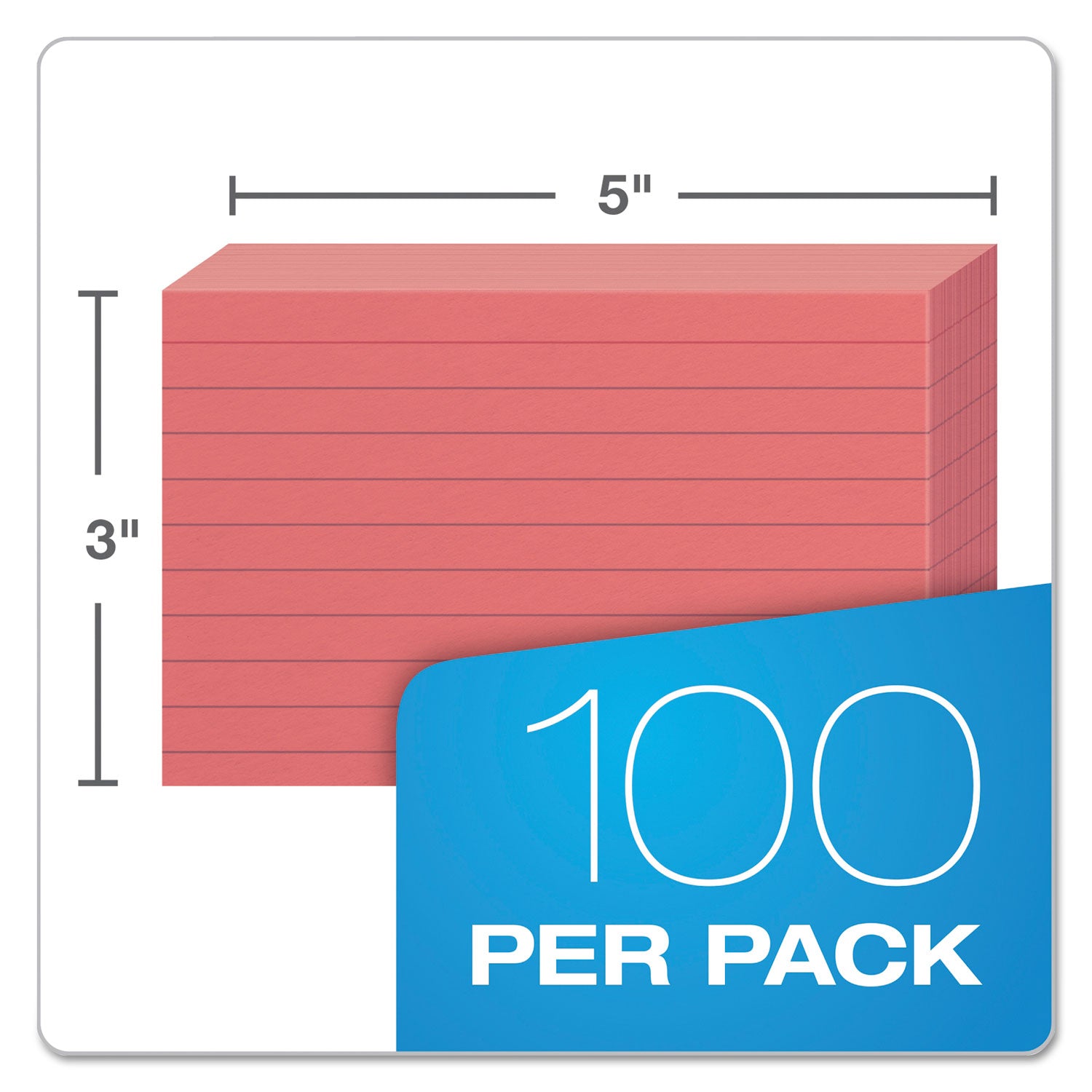 Oxford Ruled Index Cards, 3 x 5, Cherry, 100/Pack (7321CHE)