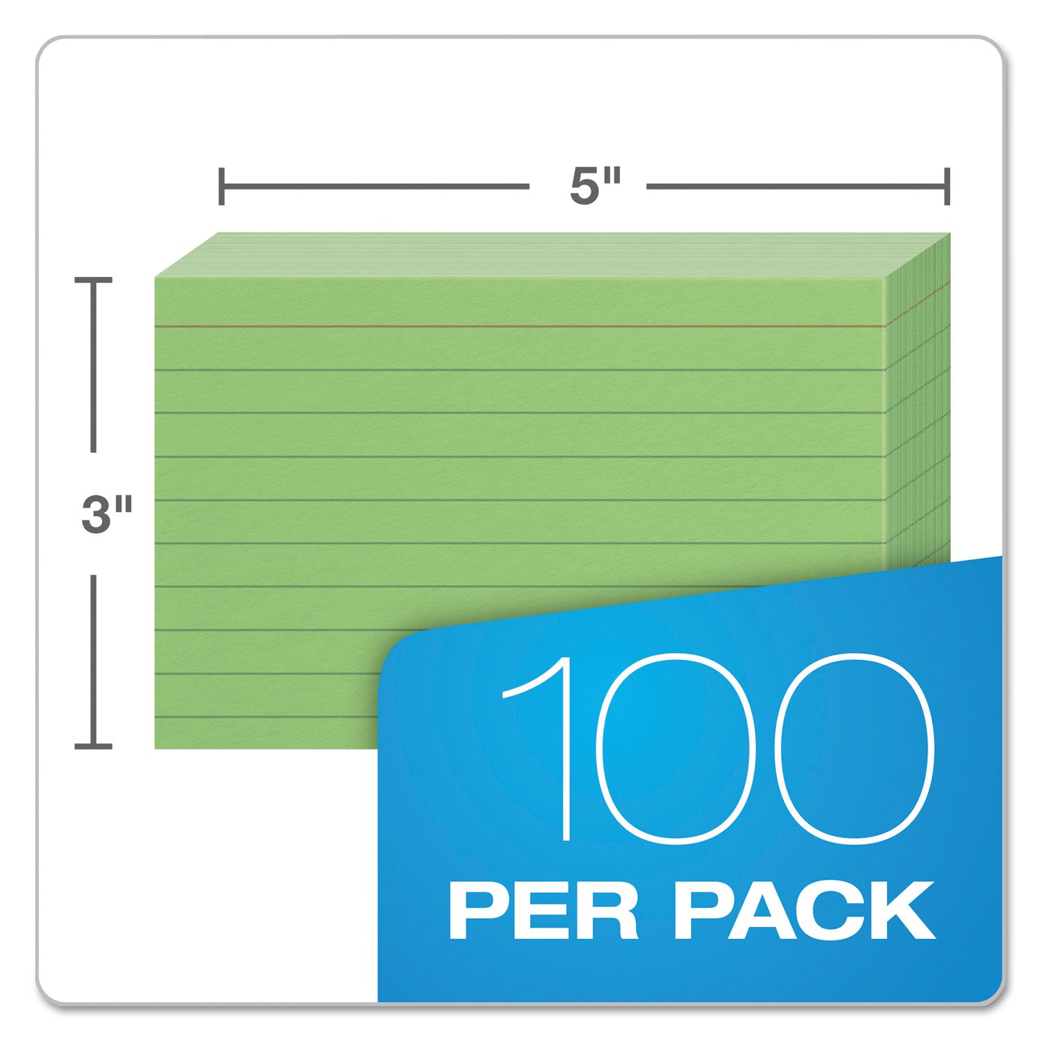 Oxford Ruled Index Cards, 3 x 5, Green, 100/Pack (7321GRE)