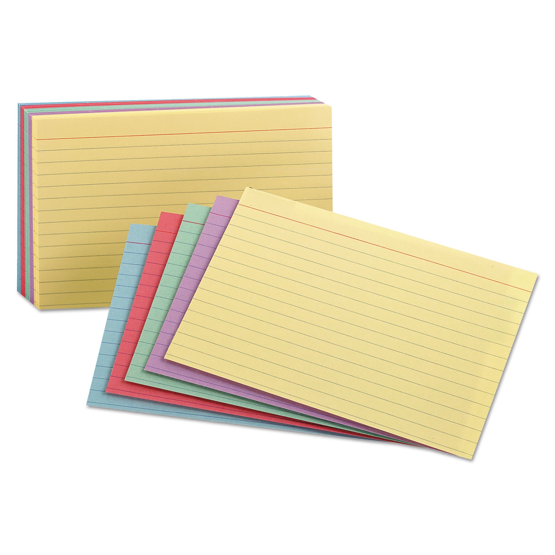 Oxford Ruled Index Cards, 5 x 8, Blue/Violet/Canary/Green/Cherry, 100/Pack (35810)