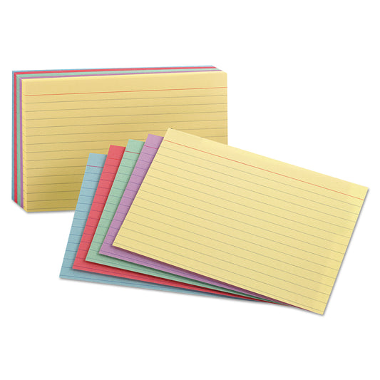 Oxford Ruled Index Cards, 5 x 8, Blue/Violet/Canary/Green/Cherry, 100/Pack (35810)