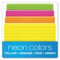 Oxford Ruled Index Cards, 3 x 5, Glow Green/Yellow, Orange/Pink, 100/Pack (40279)