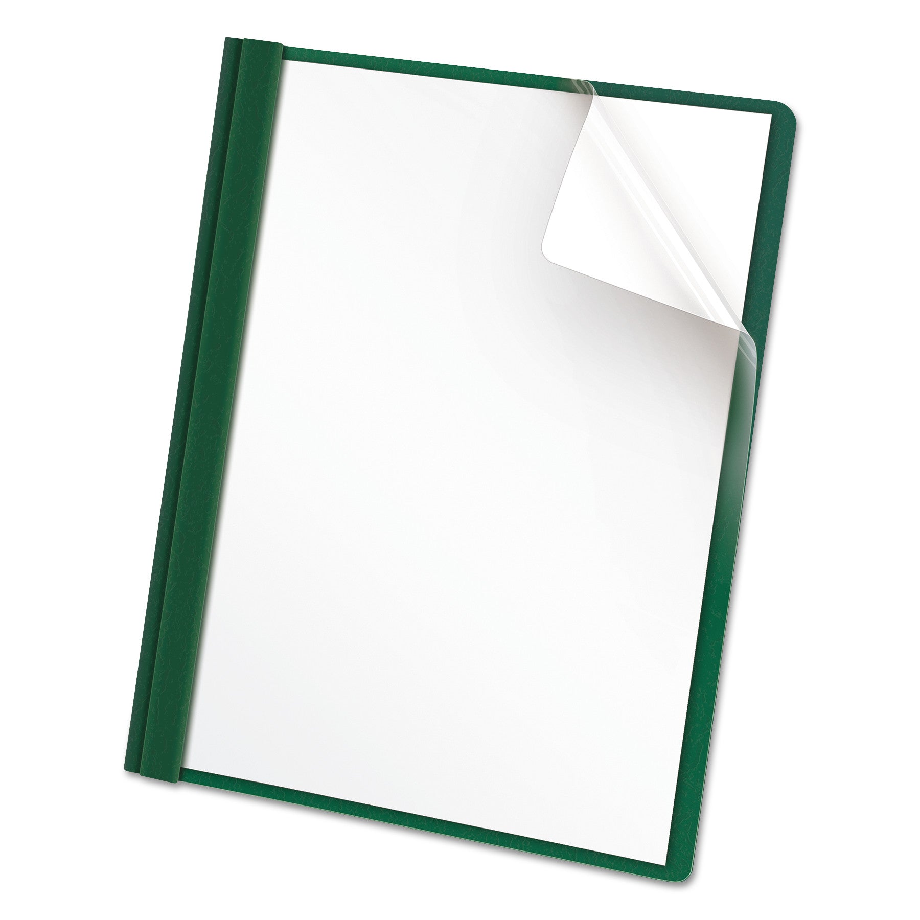 Oxford Clear Front Report Cover, Three-Prong Fastener, 0.5" Capacity, 8.5 x 11, Clear/ Hunter Green, 25/Box (55856)