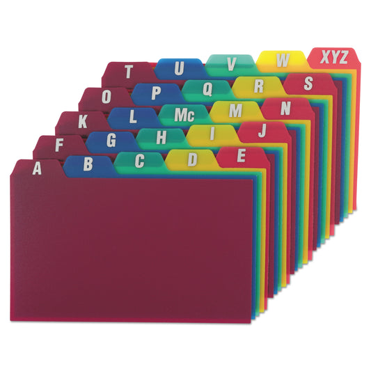 Oxford Durable Poly A-Z Card Guides, 1/5-Cut Top Tab, A to Z, 3 x 5, Assorted Colors, 25/Set (73153)