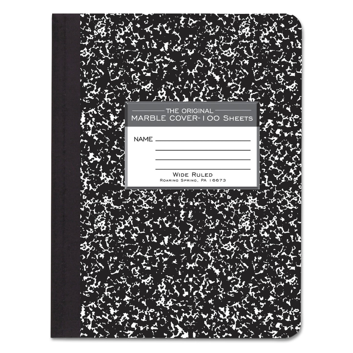 Roaring Spring Marble Cover Composition Book, Wide/Legal Rule, Black Marble Cover, (100) 9.75 x 7.5 Sheets (77230)