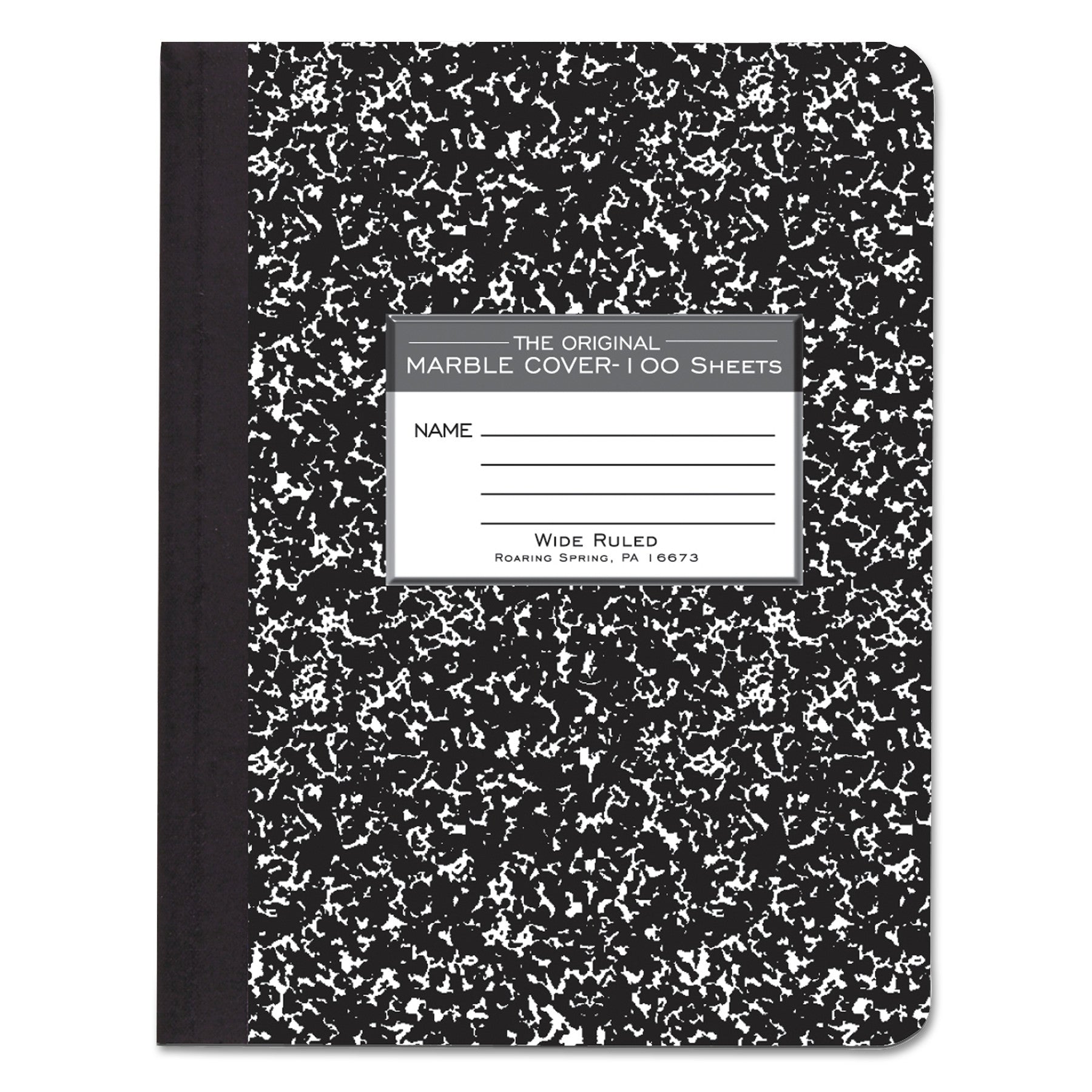 Roaring Spring Marble Cover Composition Book, Wide/Legal Rule, Black Marble Cover, (100) 9.75 x 7.5 Sheets (77230)