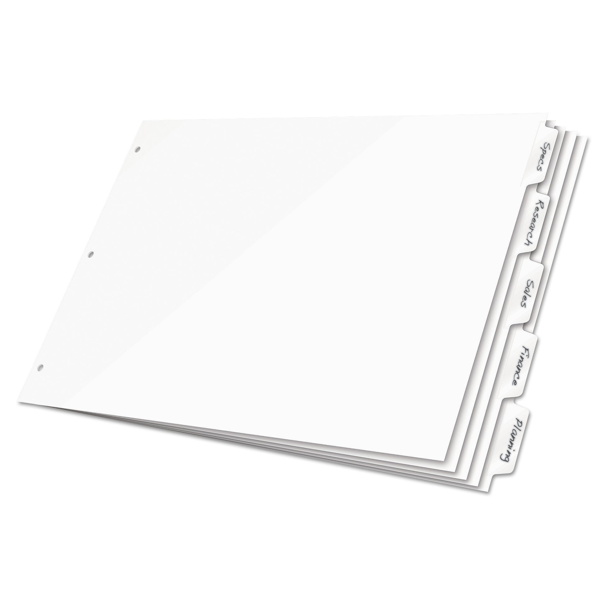 Cardinal Write 'n Erase Tabloid Index Dividers, 8-Tab, 11 x 17, White, 1 Set (84271)